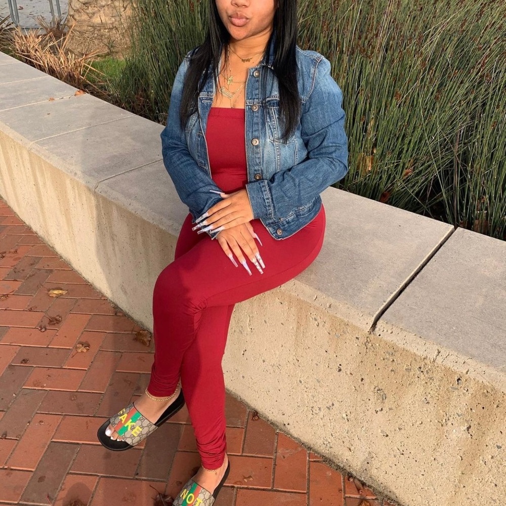 Burgundy Tube Jumpsuit